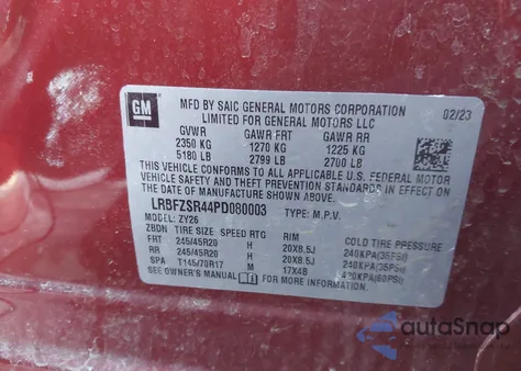 2023 Buick Envision Avenir Awd from USA, damaged, VIN LRBFZSR44PD080003